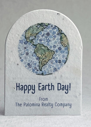 Personalized Earth Day | Arch Shape Card | 2.4" x 3.25"| Handmade Wildflower Seed Paper | Set of 18