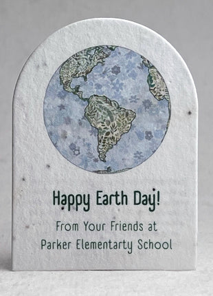 Personalized Earth Day | Arch Shape Card | 2.4" x 3.25"| Handmade Wildflower Seed Paper | Set of 18