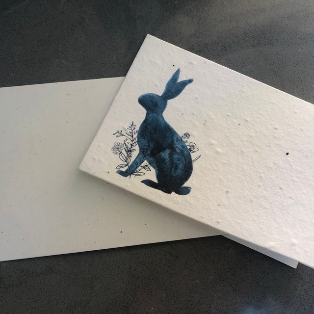 seed paper blue bunny greeting card