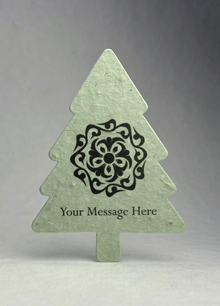 Tree Shape Holiday Cards - Handmade Wildflower Seed Paper - 3.5" x 4.88" Flat Cards with Envelopes Set of 8