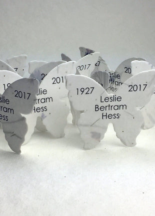 Custom Personalized Seed Paper Butterflies - Memorials, Celebrations of Life - 3" x 2.85" - Choose Your Paper Style