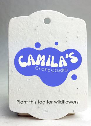 Custom, Personalized Seed Paper Tags - Upload Logo - 3.25" wide by 2.375" tall - Set of 16