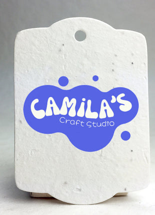 Custom, Personalized Seed Paper Tags - Upload Logo, Text on Reverse - 3.25" wide by 2.375" tall - Set of 16