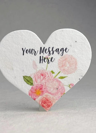 Custom Personalized Seed Paper Hearts - 2.5" x 2.85" - Floral Art