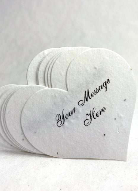 Your Message Here - Custom, Personalized Large Seed Paper Hearts - 2.5" x 2.85" - Wildflower Seeds - Choose your Paper