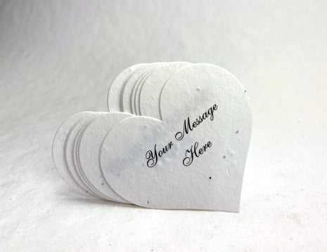 Your Message Here - Custom, Personalized Large Seed Paper Hearts - 2.5" x 2.85" - Wildflower Seeds - Choose your Paper