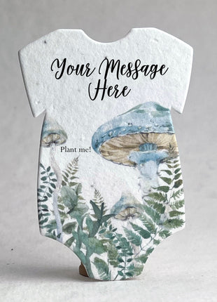Custom, Personalized Infant Bodysuit  Shape - Thank You - For Birth Announcement or Baby Shower - Wildflower Seed Paper 3" x 2"  - Set of 18