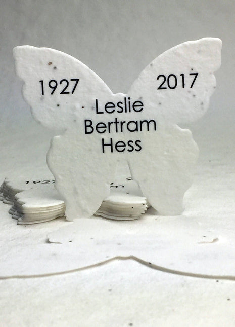 Custom Personalized Seed Paper Butterflies - Memorials, Celebrations of Life - 3" x 2.85" - Choose Your Paper Style