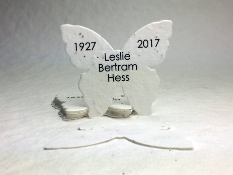 Custom Personalized Seed Paper Butterflies - Memorials, Celebrations of Life - 3" x 2.85" - Choose Your Paper Style