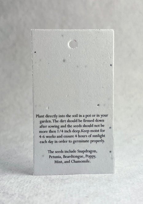 Custom, Personalized Tags - Wildflower Seed Paper - 3" by 2" - Set of 16 with Planting Guide