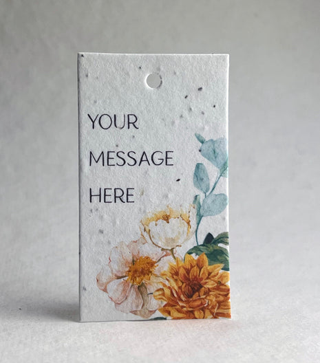 Custom, Personalized | Floral Watercolor Art | Wildflower Seed Paper | 3" by 2" | Gift Tags | Set of 16 with Planting Guide