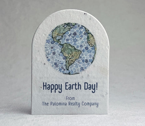 Personalized Earth Day | Arch Shape Card | 2.4" x 3.25"| Handmade Wildflower Seed Paper | Set of 18