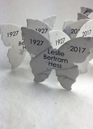 Custom Personalized Seed Paper Butterflies - Memorials, Celebrations of Life - 3" x 2.85" - Choose Your Paper Style