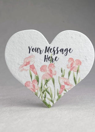 Custom Personalized Seed Paper Hearts - 2.5" x 2.85" - Floral Art