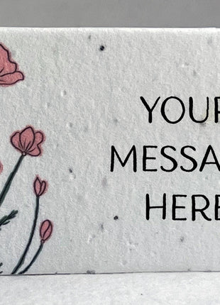 Custom, Personalized Handmade Seed Paper Escort Card - Floral Poppy Print - w/ Planting Instructions -  3.5" x 2" - Set of 16 or 96