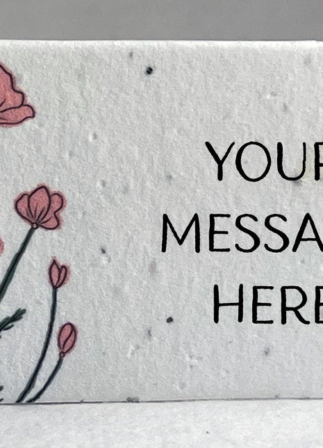 Custom, Personalized Handmade Seed Paper Escort Card - Floral Poppy Print - w/ Planting Instructions -  3.5" x 2" - Set of 16 or 96