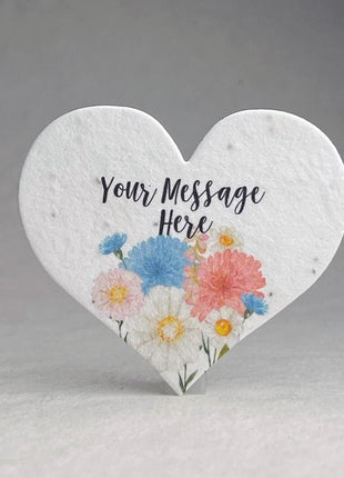 Custom Personalized Seed Paper Hearts - 2.5" x 2.85" - Floral Art