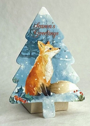 Custom Personalized Tree Shape - Holiday Woodland Art - Wildflower Seed Paper - 3.5" x 4.88" Flat Cards w/Envelopes