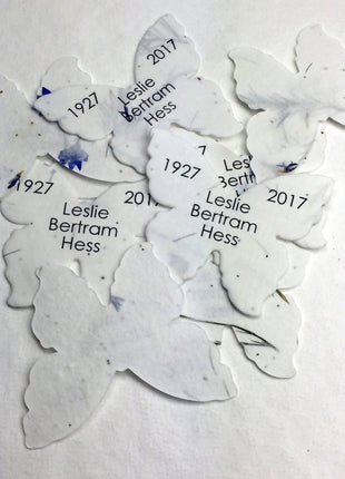 Custom Personalized Seed Paper Butterflies - Memorials, Celebrations of Life - 3" x 2.85" - Choose Your Paper Style