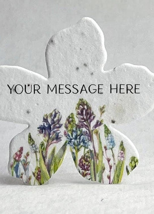 Personalized Handmade Wildflower Seed Paper - Flower Shape - 2.5" x 2.4" - Wedding or Event Favors - Set of 24