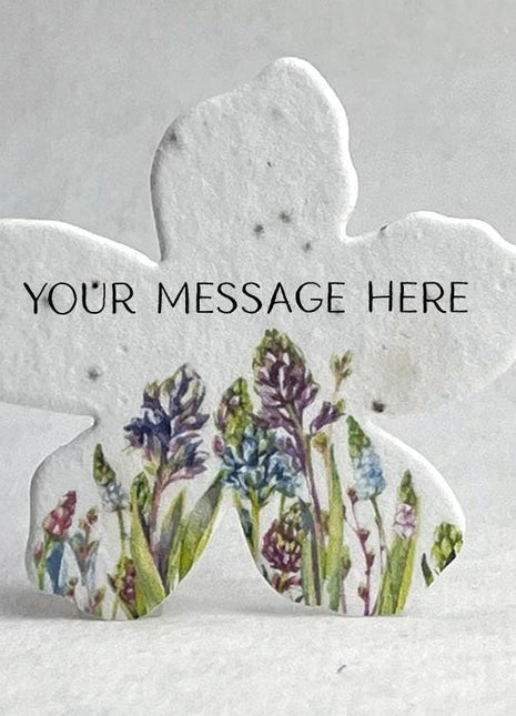 Custom, Personalized Handmade Wildflower Seed Paper - Flower Shape - 2.5" x 2.4" - Wedding or Event Favors - Set of 24