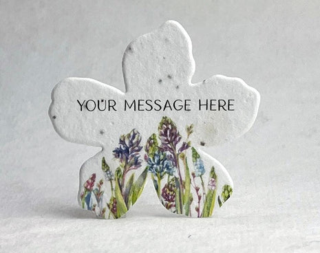 Personalized Handmade Wildflower Seed Paper - Flower Shape - 2.5" x 2.4" - Wedding or Event Favors - Set of 24