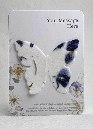 Custom, Personalized Favor - Recycled Card 3.5" x 4.875" w/ Seed Paper Butterfly 2.85" x 3" - Choose Print & Seed Paper Color - Set of 8