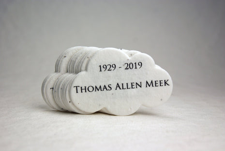 Custom, Personalized Seed Paper Memorial Cloud Shapes | 3" x 2" | Set of 24