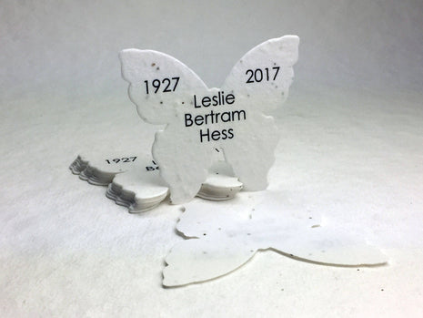 Custom Personalized Seed Paper Butterflies - Memorials, Celebrations of Life - 3" x 2.85" - Choose Your Paper Style