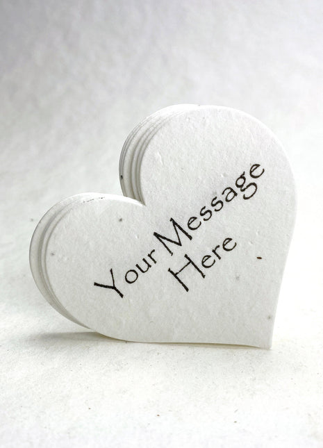 Large Seed Paper Hearts - Logo Upload and Custom Text - 2.5" x 2.85" - Wildflower Seeds - Set of 18