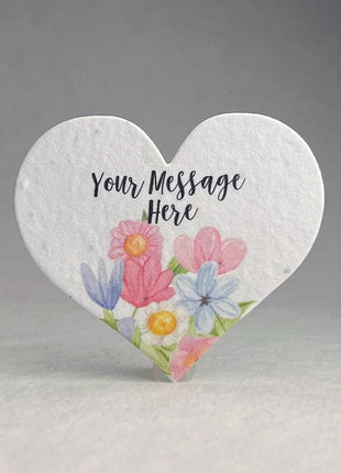 Custom Personalized Seed Paper Hearts - 2.5" x 2.85" - Floral Art