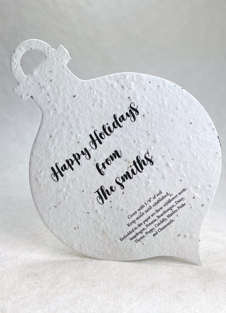 Personalized Handmade Seed Paper Holiday Ornament Cards - Upload your Logo - 4.75" x 7" - Set of 8 with Recycled Envelopes