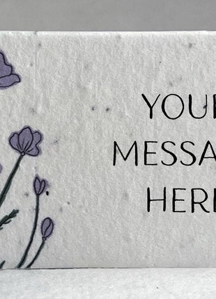 Custom, Personalized Handmade Seed Paper Escort Card - Floral Poppy Print - w/ Planting Instructions -  3.5" x 2" - Set of 16 or 96