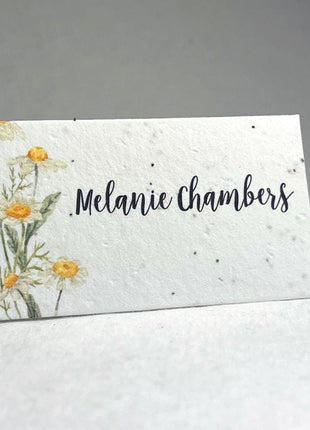 Folding Place Cards - Custom Printed With Guest Names - Handmade Seed Paper