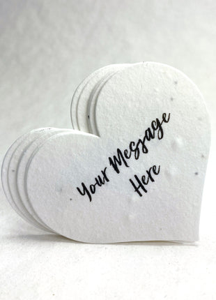 Your Message Here - Custom, Personalized Large Seed Paper Hearts - 2.5" x 2.85" - Wildflower Seeds - Choose your Paper