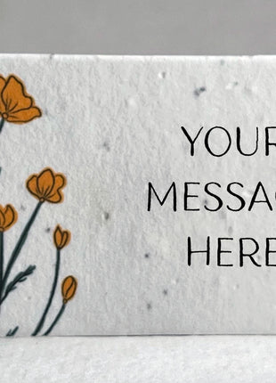 Custom, Personalized Handmade Seed Paper Escort Card - Floral Poppy Print - w/ Planting Instructions -  3.5" x 2" - Set of 16 or 96