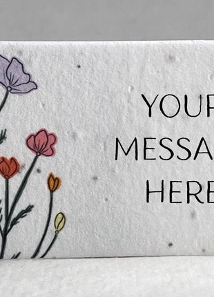 Custom, Personalized Handmade Seed Paper Escort Card - Floral Poppy Print - w/ Planting Instructions -  3.5" x 2" - Set of 16 or 96
