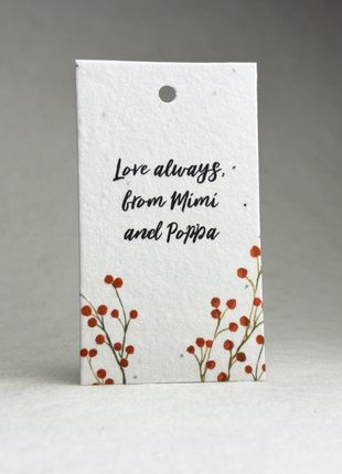 Custom, Personalized Handmade Seed Paper Tags - 3.5" x 2" - Choice of Holiday Art - Set of 16