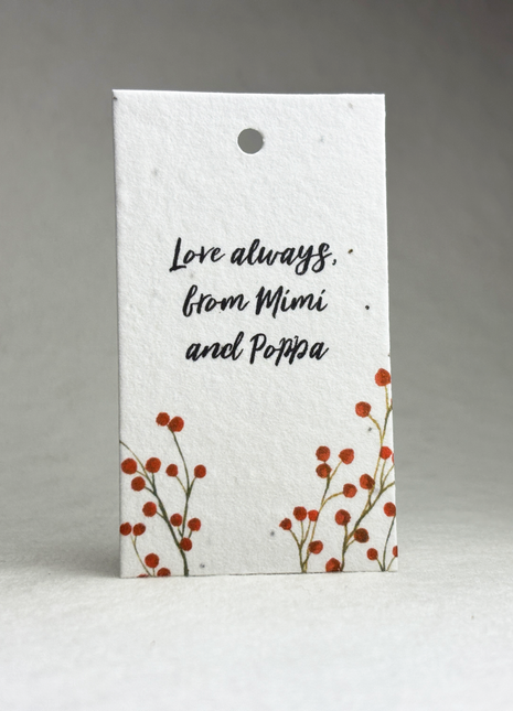 Custom, Personalized Handmade Seed Paper Tags - 3.5" x 2" - Choice of Holiday Art - Set of 16