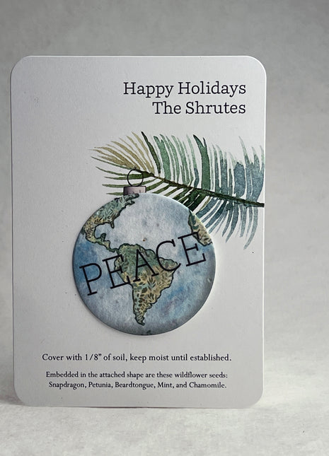 Christmas Cards - Recycled Card 3.5" x 4.875" With Seed Paper Circle 2" - Set of 8 with Envelopes