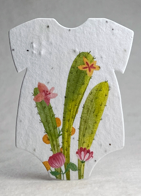 Handmade Seed Paper - Infant Bodysuit Shape - Double Sided Print - Set of 18