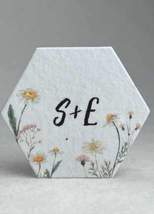 Custom Print Hexagon - Handmade Seed Paper - 2" - Set of 24