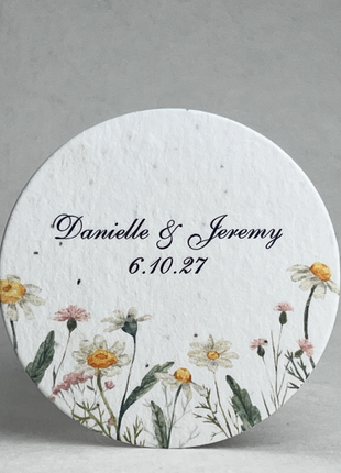 Personalized Large Wildflower Seed Paper Circles - 3.25" Diameter - Set of 12