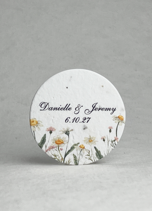 Personalized Wildflower Seed Paper Circles - 2" Diameter - Floral Art - Set of 24