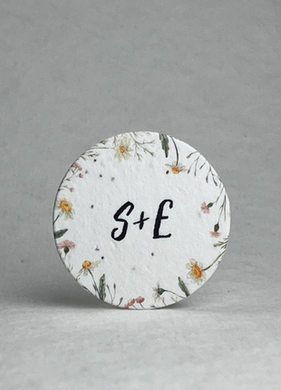 Personalized Wildflower Seed Paper Circles - 2" Diameter - Floral Art - Set of 24