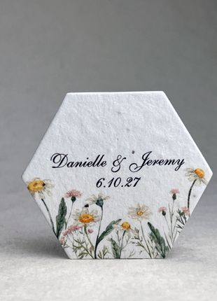 Custom Print Hexagon - Handmade Seed Paper - 2" - Set of 24