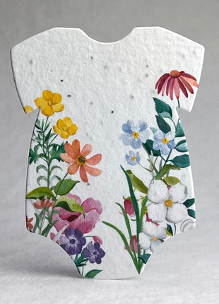 Handmade Seed Paper - Infant Bodysuit Shape - Double Sided Print - Set of 18