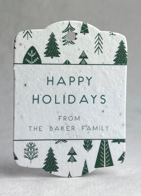 Custom Christmas Holiday Seed Paper Gift Tags - Choose Your Art Style - 3.25" x 2.375" - Set of 16