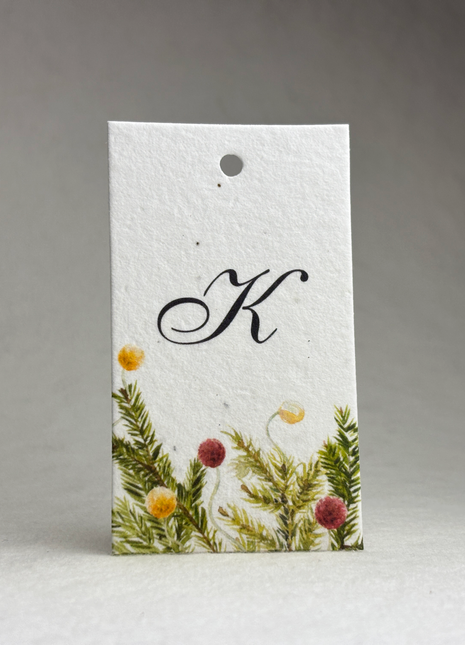 Custom, Personalized Handmade Seed Paper Tags - 3.5" x 2" - Choice of Holiday Art - Set of 16
