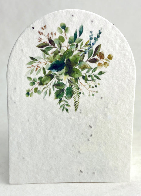 Personalized Arch Shape Card - 2.4" x 3.25" - Handmade Wildflower Seed Paper - Set of 18
